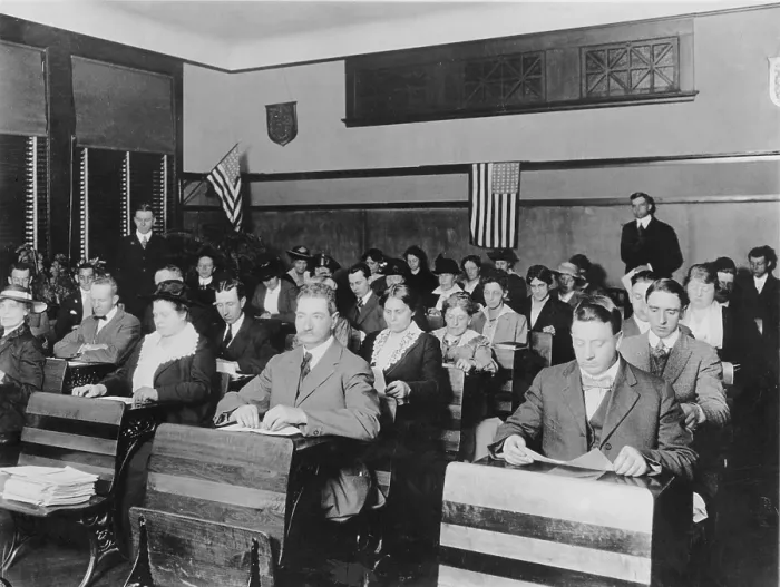 Framed Print : Department of Labor naturalization class teaching immigrants English and US political culture in 1920 Framed Print : Department of Labor naturalization class teaching immigrants English and US political culture in 1920