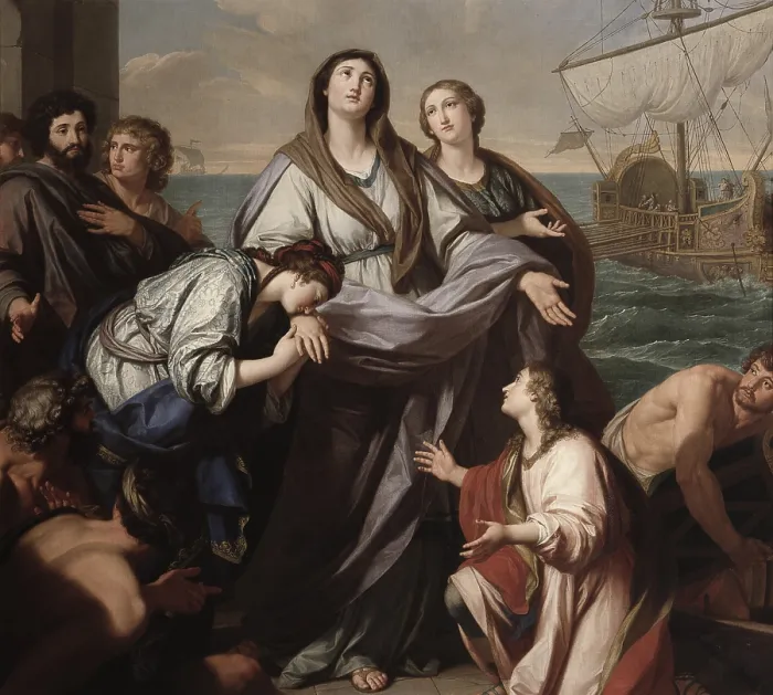 Framed Print : Departure of Saint Paula Roman for the Holy Land, by Giuseppe Bottani, 1735 - 1784, 18th Century, oil on canvas, 410 x 231 cm - Italy, Lombardy, Milan, Brera Collection. Detail Framed Print : Departure of Saint Paula Roman for the Holy Land, by Giuseppe Bottani, 1735 - 1784, 18th Century, oil on canvas, 410 x 231 cm - Italy, Lombardy, Milan, Brera Collection. Detail