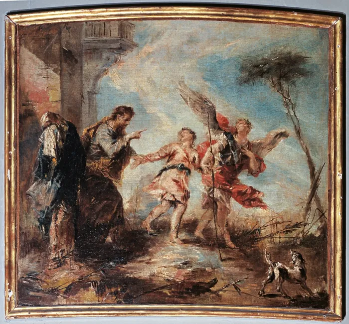Framed Print : The Departure of Tobias, by Giovanni Antonio Guardi, 1749 - 1750, 18th Century, oil on canvas, cm 80 x 91 - Italy, Veneto, Venice, Angelo Raffaele Church. All Framed Print : The Departure of Tobias, by Giovanni Antonio Guardi, 1749 - 1750, 18th Century, oil on canvas, cm 80 x 91 - Italy, Veneto, Venice, Angelo Raffaele Church. All