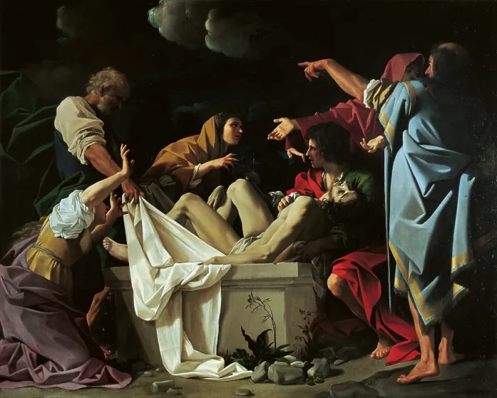 Framed Print : The Deposition, by Bartolomeo Schedoni, 1613 - 1614 about, 17th Century, oil on panel, cm 228 x 283 - Italy, Emilia Romagna, Parma, National Gallery. All
