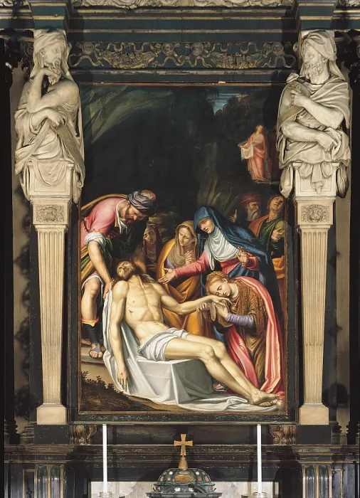 Framed Print : Deposition, by Simone Peterzano, 1584 about, 16th Century, oil on canvas, cm 290 x 185 - Italy, Lombardy, Milan, San Fedele Church. All Framed Print : Deposition, by Simone Peterzano, 1584 about, 16th Century, oil on canvas, cm 290 x 185 - Italy, Lombardy, Milan, San Fedele Church. All
