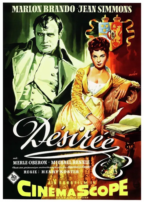 Framed Print : DESIREE, from left: Marlon Brando, Jean Simmons on German poster art, 1954, TM and Copyright 20th Century Fox Film Corp. All rights reserved. / courtesy Everett Collection Framed Print : DESIREE, from left: Marlon Brando, Jean Simmons on German poster art, 1954, TM and Copyright 20th Century Fox Film Corp. All rights reserved. / courtesy Everett Collection
