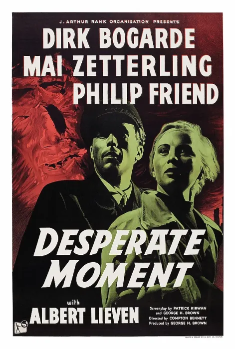 Framed Print : DESPERATE MOMENT, British poster art, from left: Dirk Bogarde, Mai Zetterling, 1953