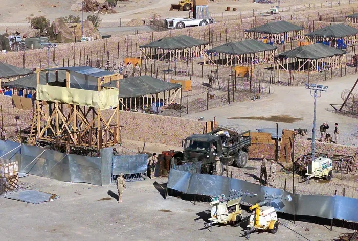 Framed Print : Detainment facility built by U.S. Marines as seen from the air traffic control tower of Kandahar International Airport Afghanistan Framed Print : Detainment facility built by U.S. Marines as seen from the air traffic control tower of Kandahar International Airport Afghanistan
