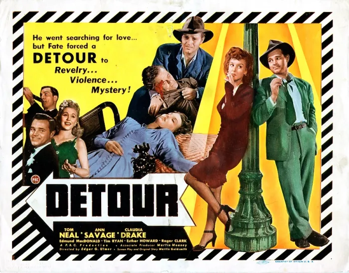 Framed Print : DETOUR, US poster, Tom Neal, Claudia Drake, Ann Savage, 1945