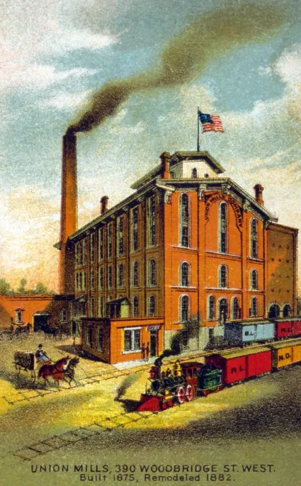 Framed Print : Detroit. Union Mills, Detroit Michigan. Color lithograph, 1895