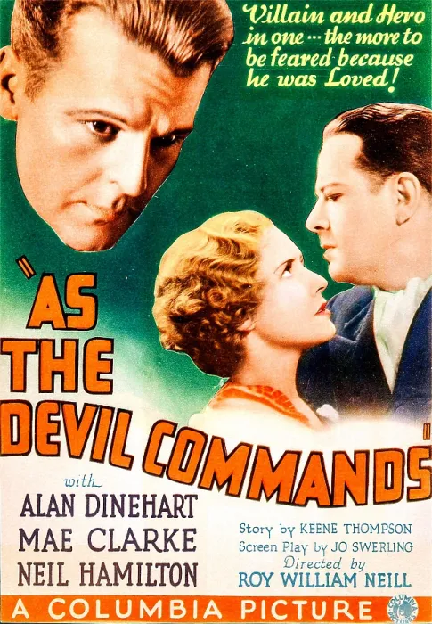 Framed Print : AS THE DEVIL COMMANDS, US poster art, from left: Neil Hamilton, Mae Clarke, Alan Dinehart, 1933