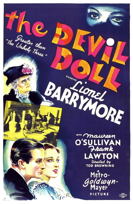 Framed Print : THE DEVIL DOLL, left from top: Lionel Barrymore (in drag), bottom from left: Frank Lawton, Maureen O'Sullivan, 1936