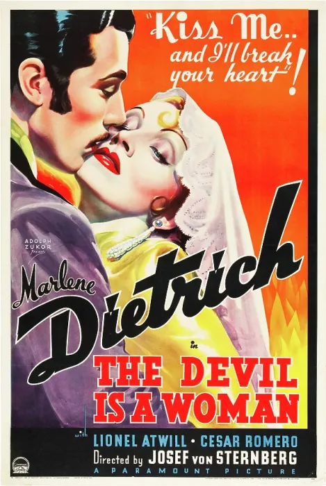 Framed Print : THE DEVIL IS A WOMAN, from left: Cesar Romero, Marlene Dietrich, 1935