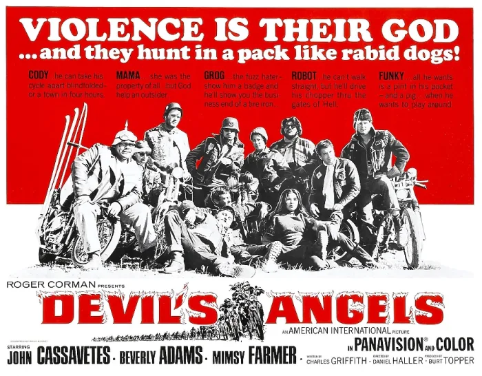 Framed Print : DEVIL'S ANGELS, Leo Gordon (third from left); John Cassavetes (second from right); Beverly Adams (woman on ground); Mimsy Farmer (woman in cap), 1967