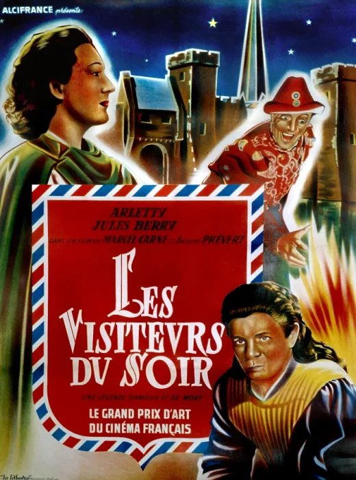 Framed Print : THE DEVIL'S ENVOYS, (aka LES VISITEURS DU SOIR), French poster art, Arletty (left), Jules Berry (right), 1942