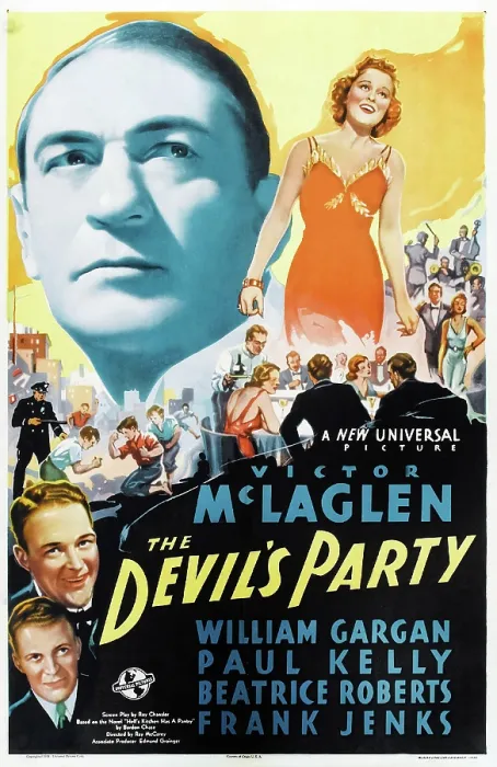 Framed Print : THE DEVIL'S PARTY, US poster art, top from left: Victor McLaglen, Beatrice Roberts; lower left, from top: William Gargan, Frank Jenks, 1938
