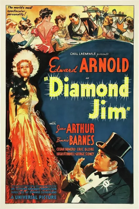 Framed Print : DIAMOND JIM, US poster art, bottom left: Jean Arthur, bottom right: Edward Arnold, 1935