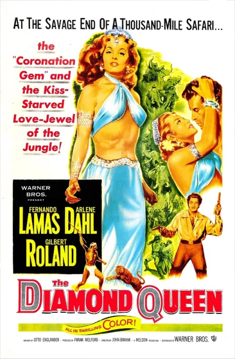 Framed Print : THE DIAMOND QUEEN, US poster, from left: Arlene Dahl, Fernando Lamas, bottom right: Gilbert Roland, 1953