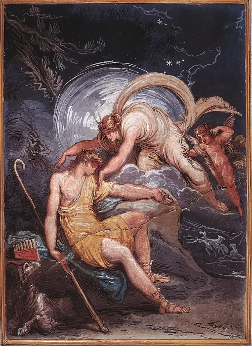Framed Print : Diana and Endymion - The Sheep, by Giani Felice, 19th Century, 1811 -1811, mural (probably fresco), - Italy, Emilia Romagna, Bologna, Palazzo Filicori