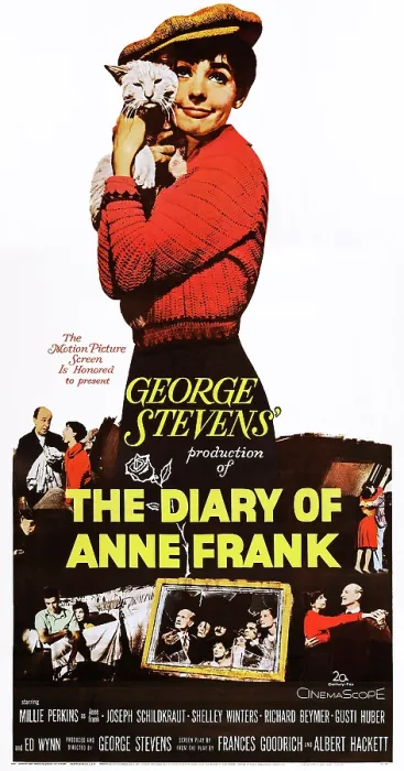 Framed Print : THE DIARY OF ANNE FRANK, US poster, Millie Perkins (top), 1959, TM & Copyright 20th Century Fox Film Corp. / courtesy Everett Collection Framed Print : THE DIARY OF ANNE FRANK, US poster, Millie Perkins (top), 1959, TM & Copyright 20th Century Fox Film Corp. / courtesy Everett Collection