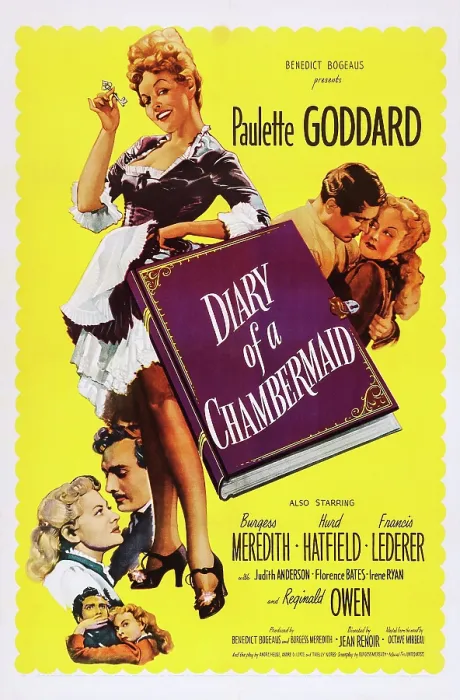 Framed Print : THE DIARY OF A CHAMBERMAID, US poster, Paulette Goddard (top), bottom from left: Paulette Goddard, Hurd Hatfield, middle right from left: Francis Lederer, 1946