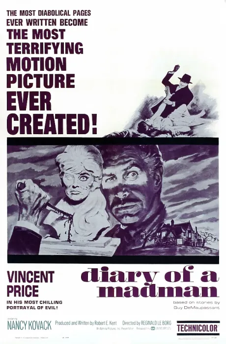 Framed Print : DIARY OF A MADMAN, US poster art, Vincent Price, 1963