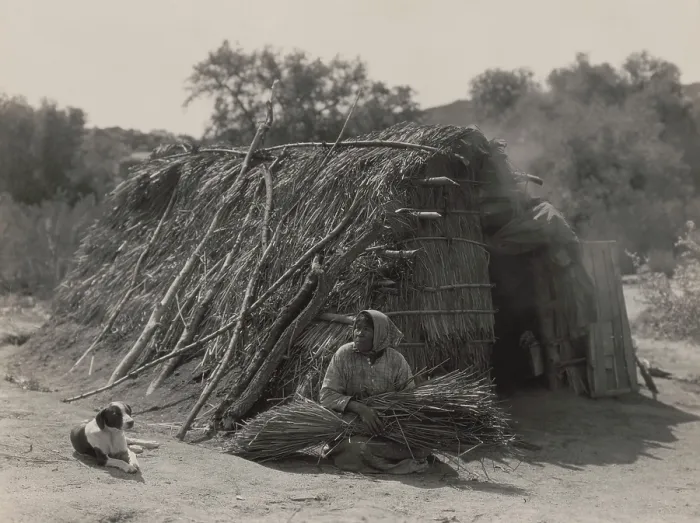 Framed Print : DIEGUENO HOUSE AT CAMPO, ca. 1924, by Edward S. Curtis. This hut was built in Campo, San Diego County, in southern California Framed Print : DIEGUENO HOUSE AT CAMPO, ca. 1924, by Edward S. Curtis. This hut was built in Campo, San Diego County, in southern California
