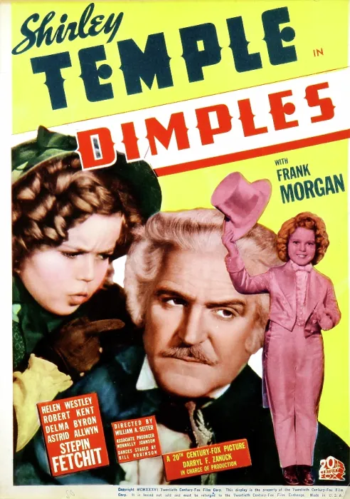 Framed Print : DIMPLES, from left: Shirley Temple, Frank Morgan, Shirley Temple on midget window card, 1936, TM and Copyright 20th Century Fox Film Corp