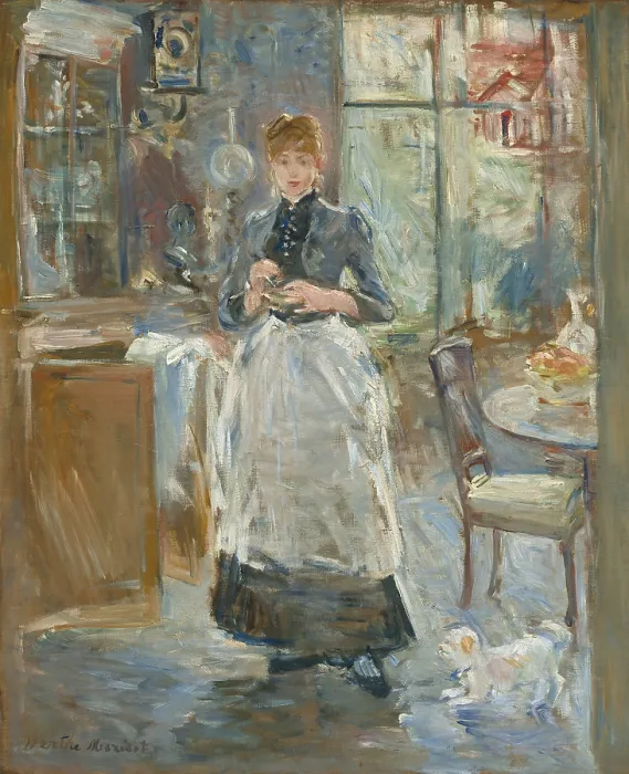 Framed Print : In the Dining Room, by Berthe Morisot, 1886, French impressionist painting, oil on canvas