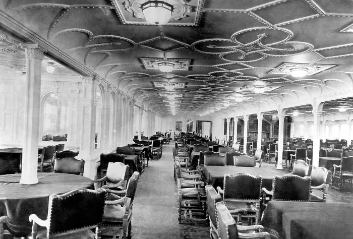 Framed Print : The dining room of the RMS Titanic, which sank after hitting an iceberg on its maiden voyage, 1912. Courtesy: CSU Archives / Everett Collection