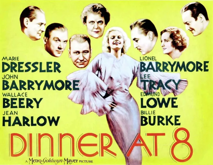 Framed Print : DINNER AT EIGHT, from left: Lionel Barrymore, Lee Tracy, Wallace Beery, Marie Dressler, Jean Harlow, John Barrymore, Billie Burke, 1933