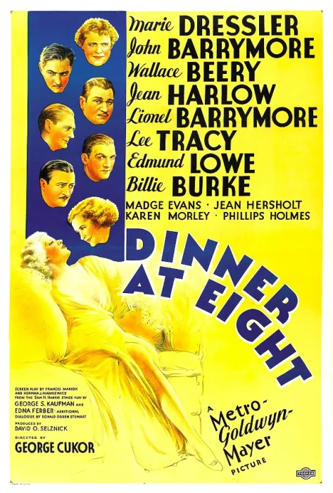 Framed Print : DINNER AT EIGHT, (top to bottom): Marie Dressler, John Barrymore, Wallace Beery, Lionel Barrymore, Lee Tracy, Edmund Lowe, Billie Burke, Jean Harlow, 1933