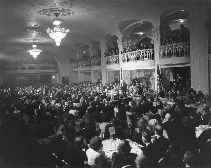 Framed Print : Dinner honoring President Harry Truman and Vice President-elect Alben Barkley. Mayflower Hotel in Washington, D.C. Jan. 18, 1948. - (BSLOC_2014_15_62)