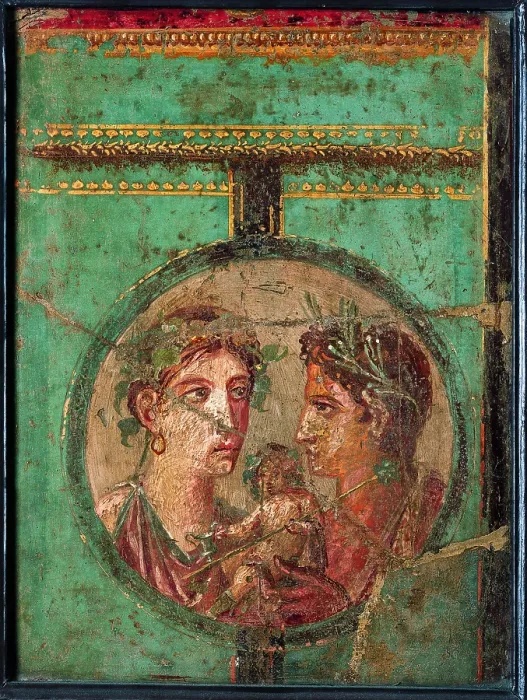 Framed Print : Dionysus with Maenad and Satyr, by unknown artist, 25-45, 1st Century A.D. ripped fresco, 45, 5 x 35, 5 cm - Italy, Campania, Naples, National Archaeological Museum, Room LXXVIII Framed Print : Dionysus with Maenad and Satyr, by unknown artist, 25-45, 1st Century A.D. ripped fresco, 45, 5 x 35, 5 cm - Italy, Campania, Naples, National Archaeological Museum, Room LXXVIII