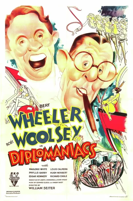 Framed Print : DIPLOMANIACS, US poster art, from left: Bert Wheeler, Robert Woolsey, 1933