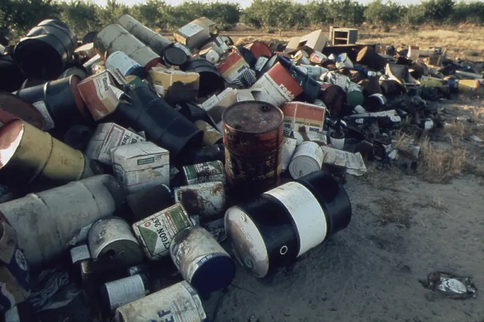 Framed Print : Discarded pesticide containers include Cygon 267 and Dibtom both are insecticides used in commercial agriculture. Ca. 1973-75 Framed Print : Discarded pesticide containers include Cygon 267 and Dibtom both are insecticides used in commercial agriculture. Ca. 1973-75