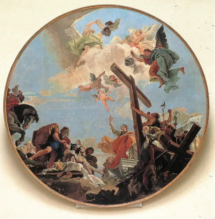 Framed Print : The Discovery of the True Cross and St Helena, by Giambattista Tiepolo, 1743 about, 18th Century, oil on canvas, 500 cm - Italy, Veneto, Venice, Accademia Art Galleries. All