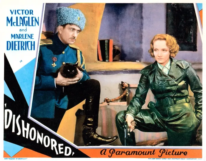 Framed Print : DISHONORED, lobbycard, from left: Victor McLaglen, Marlene Dietrich, 1931