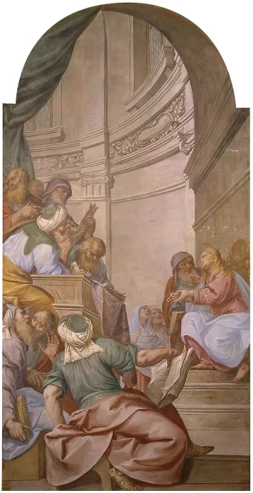 Framed Print : The dispute among the Doctors in the Temple, by Anonimous Artist, 18th century. - Italy, Lombardy, Monza, Cathedral. Whole artwork view Framed Print : The dispute among the Doctors in the Temple, by Anonimous Artist, 18th century. - Italy, Lombardy, Monza, Cathedral. Whole artwork view