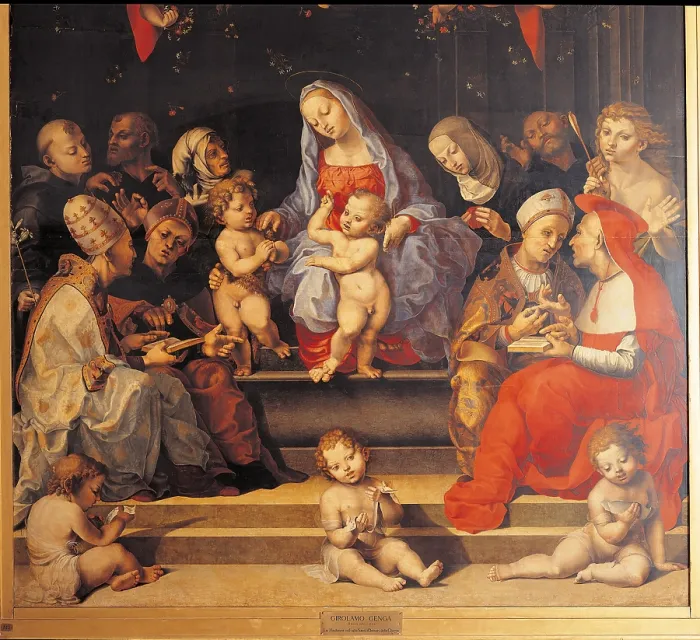 Framed Print : Dispute on the Immaculate Conception, by Girolamo Genga, 1516 - 1518, 16th Century, oil on panel, 438 x 290 - Italy, Lombardy, Milan, Brera Art Gallery. Detail Framed Print : Dispute on the Immaculate Conception, by Girolamo Genga, 1516 - 1518, 16th Century, oil on panel, 438 x 290 - Italy, Lombardy, Milan, Brera Art Gallery. Detail