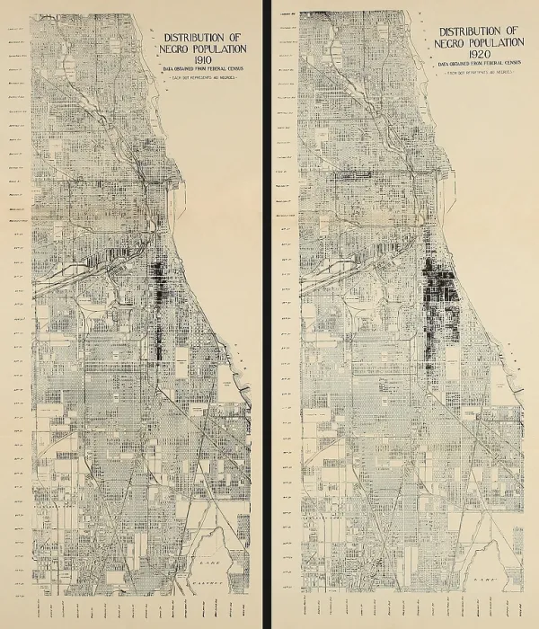 Framed Print : Distribution of African American population in Chicago in 1910 and 1920
