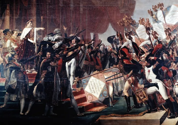 Framed Print : The distribution of the flags with the Imperial Eagle (5 December 1804), by Jacques-Louis David, 1810, 19th Century, oil on canvas, 610 x 970 cm - France, Versailles Framed Print : The distribution of the flags with the Imperial Eagle (5 December 1804), by Jacques-Louis David, 1810, 19th Century, oil on canvas, 610 x 970 cm - France, Versailles