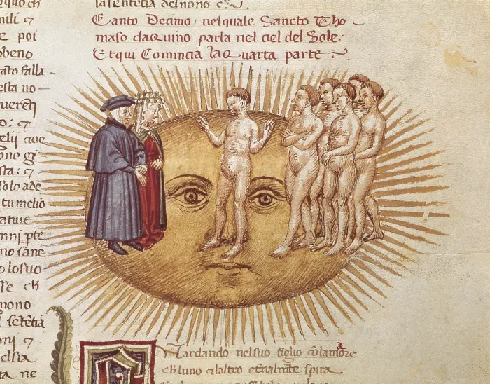 Framed Print : The Divine Comedy. s.XIV. Dante and Beatrice in the sun with the theologians. Gothic art. Miniature Painting. ITALY. Florence. Biblioteca Medicea Laurenziana (Laurentian Library) Framed Print : The Divine Comedy. s.XIV. Dante and Beatrice in the sun with the theologians. Gothic art. Miniature Painting. ITALY. Florence. Biblioteca Medicea Laurenziana (Laurentian Library)