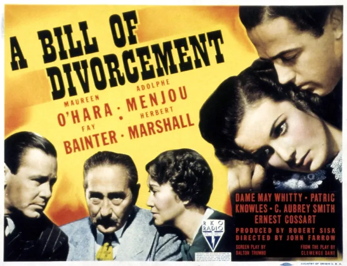 Framed Print : A BILL OF DIVORCEMENT, Herbert Marshall, Adolphe Menjou, Fay Bainter, Maureen O'Hara, Patric Knowles, 1940 Framed Print : A BILL OF DIVORCEMENT, Herbert Marshall, Adolphe Menjou, Fay Bainter, Maureen O'Hara, Patric Knowles, 1940