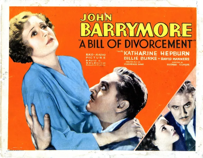 Framed Print : A BILL OF DIVORCEMENT, from left, Billie Burke, John Barrymore, Katharine Hepburn, 1932
