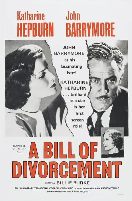 Framed Print : A BILL OF DIVORCEMENT, US poster, from left: Katharine Hepburn, John Barrymore, Billie Burke, 1932