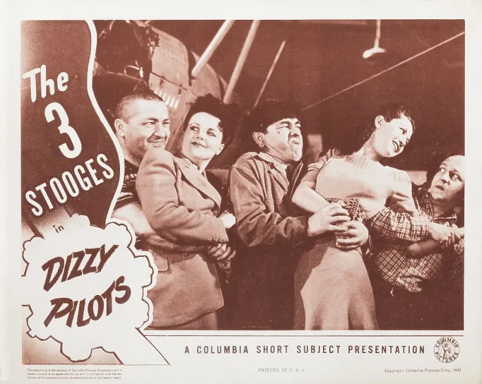 Framed Print : DIZZY PILOTS, Curly Howard, Judy Malcolm, Moe Howard, Sethma Williams, Larry Fine (The Three Stooges), 1943