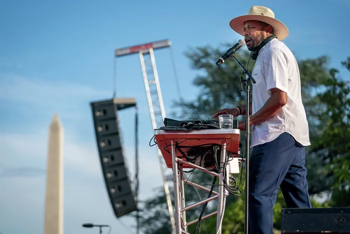 Framed Print : DJ D-Nice performs for guests at Independence Day celebrations on the White House South Lawn, July 4, 2023. (BSLOC_2023_8_23)