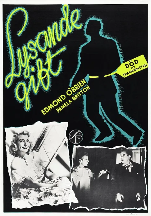 Framed Print : D.O.A. (aka LYSANDE GIFT), bottom l-r: Pamela Britton, Edmond O'Brien (far right) on Swedish poster art, 1950