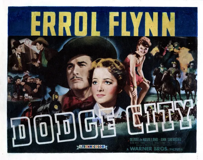 Framed Print : DODGE CITY, from left, Errol Flynn, Olivia de Havilland, 1939