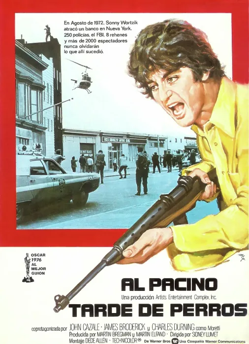 Framed Print : DOG DAY AFTERNOON, (aka TARDE DE PERROS), right: Al Pacino on Spanish poster art, 1975 Framed Print : DOG DAY AFTERNOON, (aka TARDE DE PERROS), right: Al Pacino on Spanish poster art, 1975