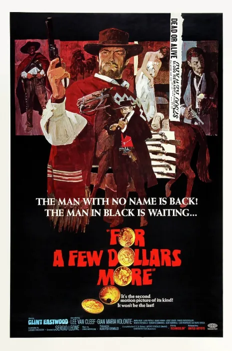 Framed Print : FOR A FEW DOLLARS MORE, (aka PER QUALCHE DOLLARO IN PIU), Lee Van Cleef (center front), Clint Eastwood (center rear), Gian Maria Volonte, 1965