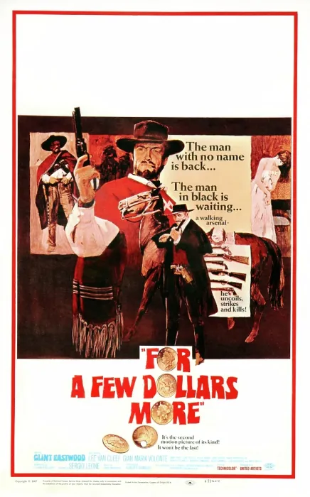 Framed Print : FOR A FEW DOLLARS MORE, center: Clint Eastwood, bottom: Lee Van Cleef, 1965