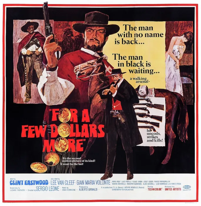Framed Print : FOR A FEW DOLLARS MORE, US poster art, from top: Clint Eastwood, Lee Van Cleef, 1965 Framed Print : FOR A FEW DOLLARS MORE, US poster art, from top: Clint Eastwood, Lee Van Cleef, 1965